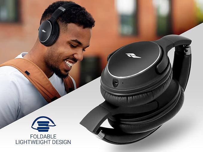 Rosewill Saros C740S Auriculares inalámbricos con cancelación activa de ruido (ANC), recargables con hasta 40 horas de tiempo de reproducción, controlador de 1.575 in, sonido HQ superior