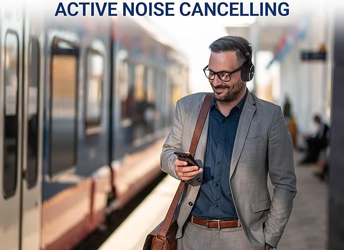 Rosewill Saros C740S Auriculares inalámbricos con cancelación activa de ruido (ANC), recargables con hasta 40 horas de tiempo de reproducción, controlador de 1.575 in, sonido HQ superior