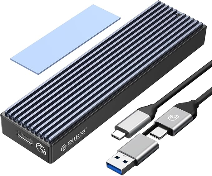 ORICO Carcasa M.2 NVMe SSD, USB 3.1 Gen 2 (10 Gbps) Adaptador externo PCIe NVMe Funda para SSD M.2 2230/2242/2260/2280 M.2 de hasta 8 TB, compatible con UASP - M2PV