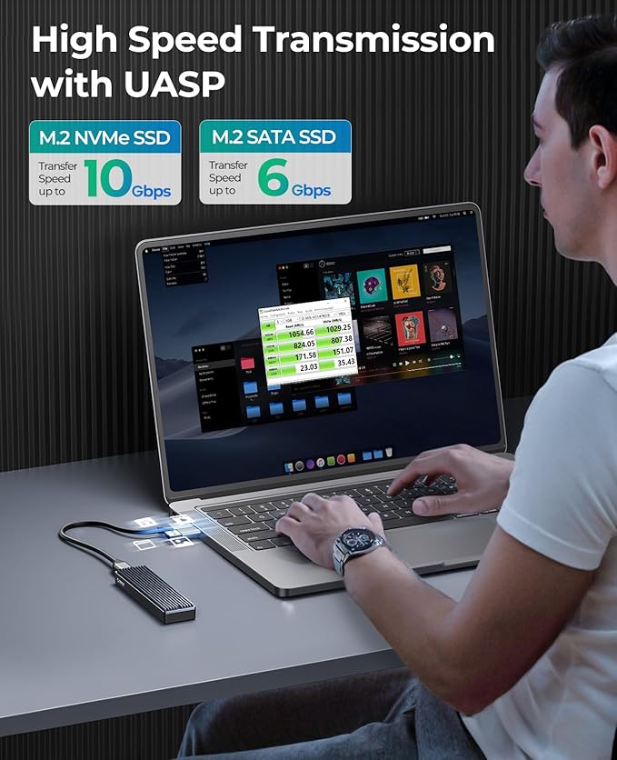 ORICO Carcasa M.2 NVMe SSD, USB 3.1 Gen 2 (10 Gbps) Adaptador externo PCIe NVMe Funda para SSD M.2 2230/2242/2260/2280 M.2 de hasta 8 TB, compatible con UASP - M2PV