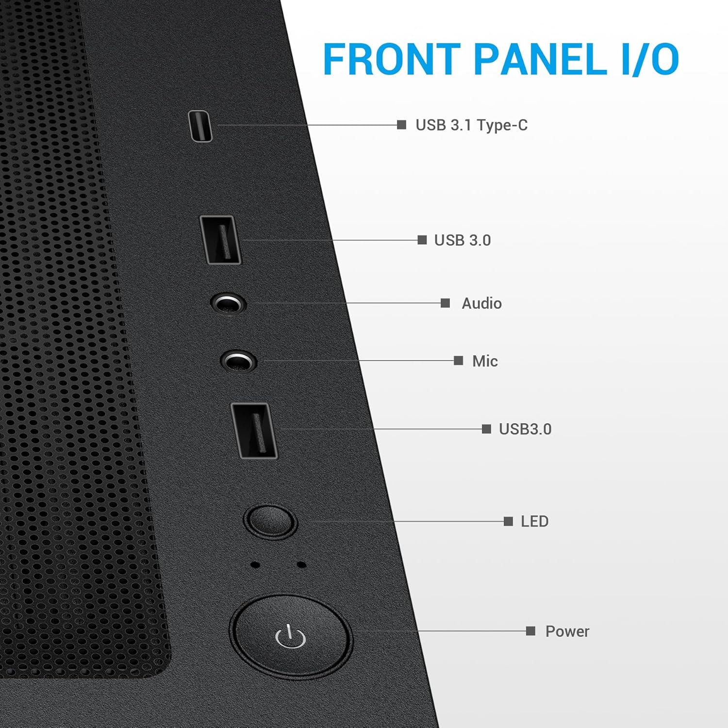 SAMA Carcasa para PC ATX de torre media S40 - Diseño de malla de alto flujo de aire, ventiladores ARGB PWM de 0.157 x 4.724 in, panel de vidrio templado, USB-C, estuche para juegos listo RTX 4090 (negro)