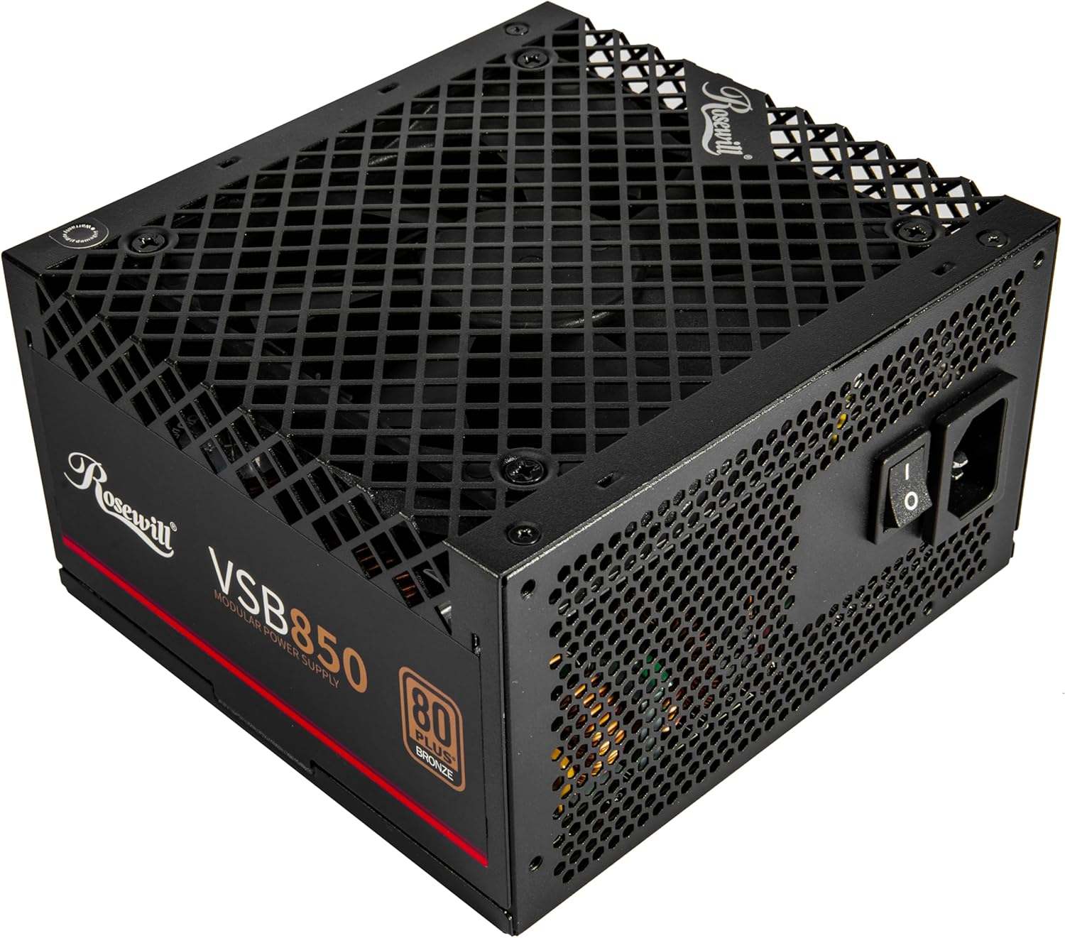  Fuente de alimentación semimodularRosewill VSB 850W 80+ Bronce, compatible con ATX 3.0 y 3.1,, conector PCIe 5.1 de 12V-2x6, condensador japonés de 105°C/221°F, ventilador silencioso ICB de 120 mm