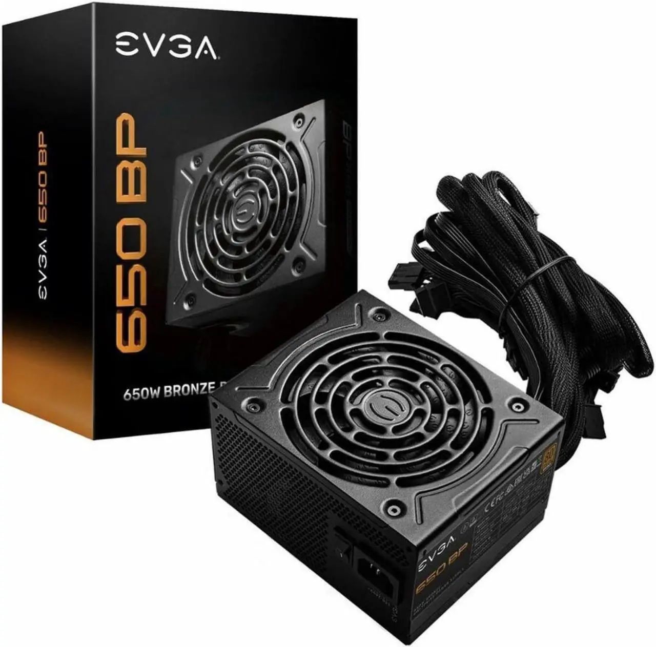 Fuente de alimentación EVGA - 650 BP, 80+ BRONZE 650W, 100-BP-0650-K1, 