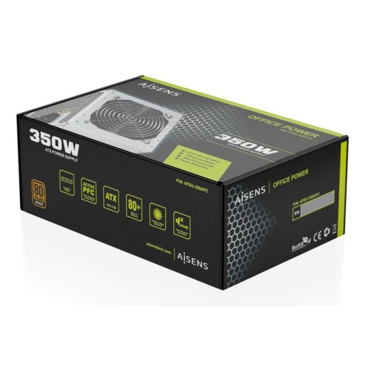 Fuente de alimentación AISENS ATX 350W Certificación 80 PLUS Bronze activa ventilación
