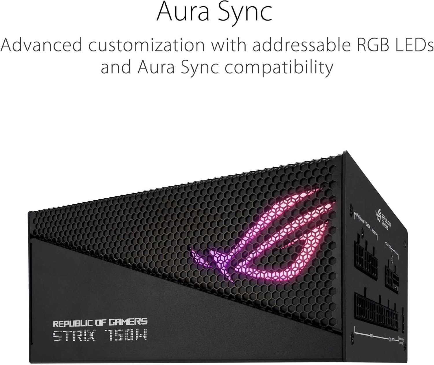 ASUS ROG Strix 750W Gold Aura Edition (fuente de alimentación totalmente modular, certificado Gold 80+, ATX 3.0, certificación Cybenetics Lambda A++, listo para PCIe Gen 5.0, ventilador de tecnología