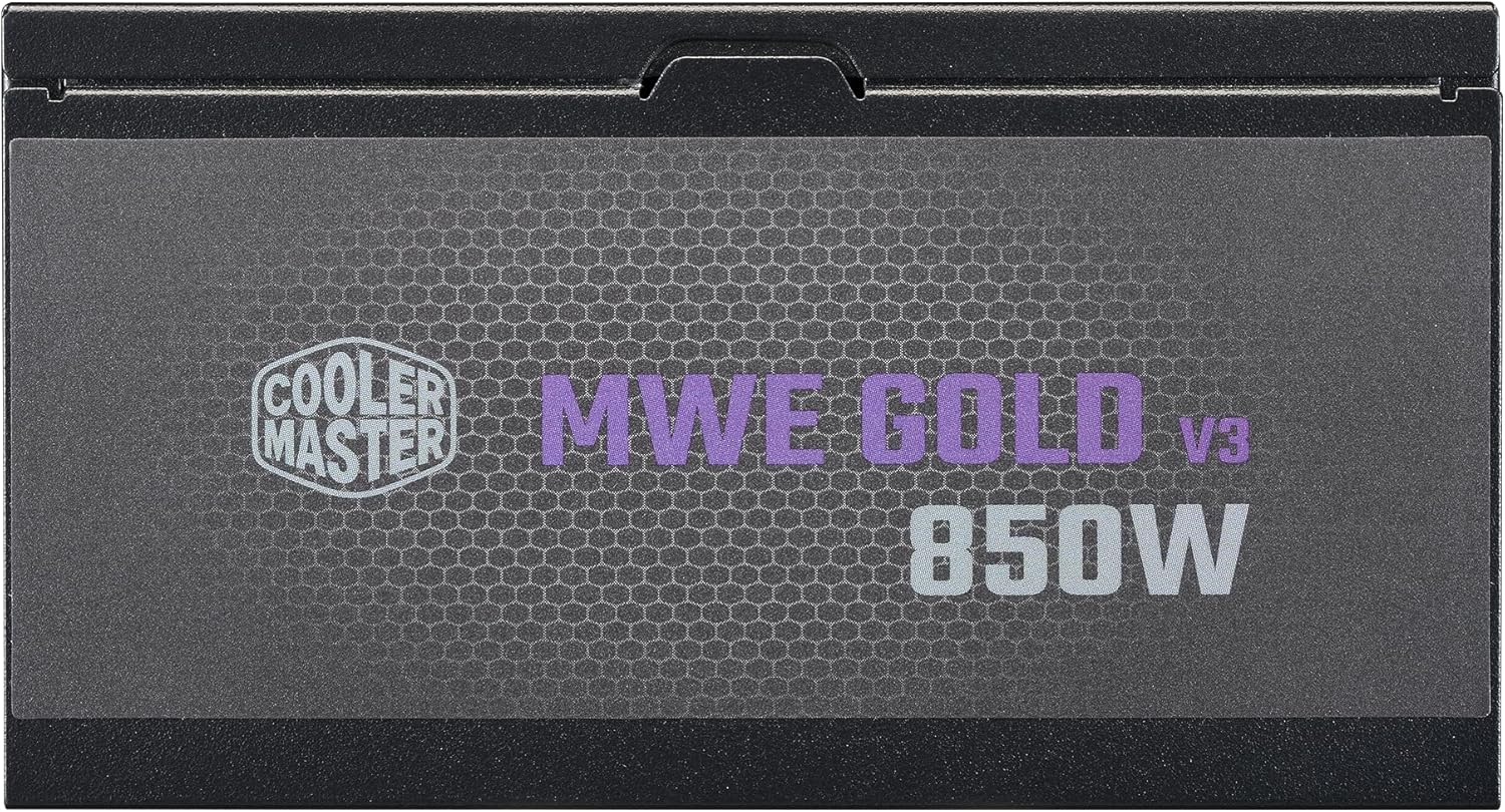 Cooler Master Fuente de alimentación MWE Gold 850 V3 totalmente modular, 850 W 80+ Gold Certified PSU, Cybenetics Platinum, 90° 12V-2x6 PCIe 5.1, soporte ATX 3.1, modo de bajo ruido cero RPM