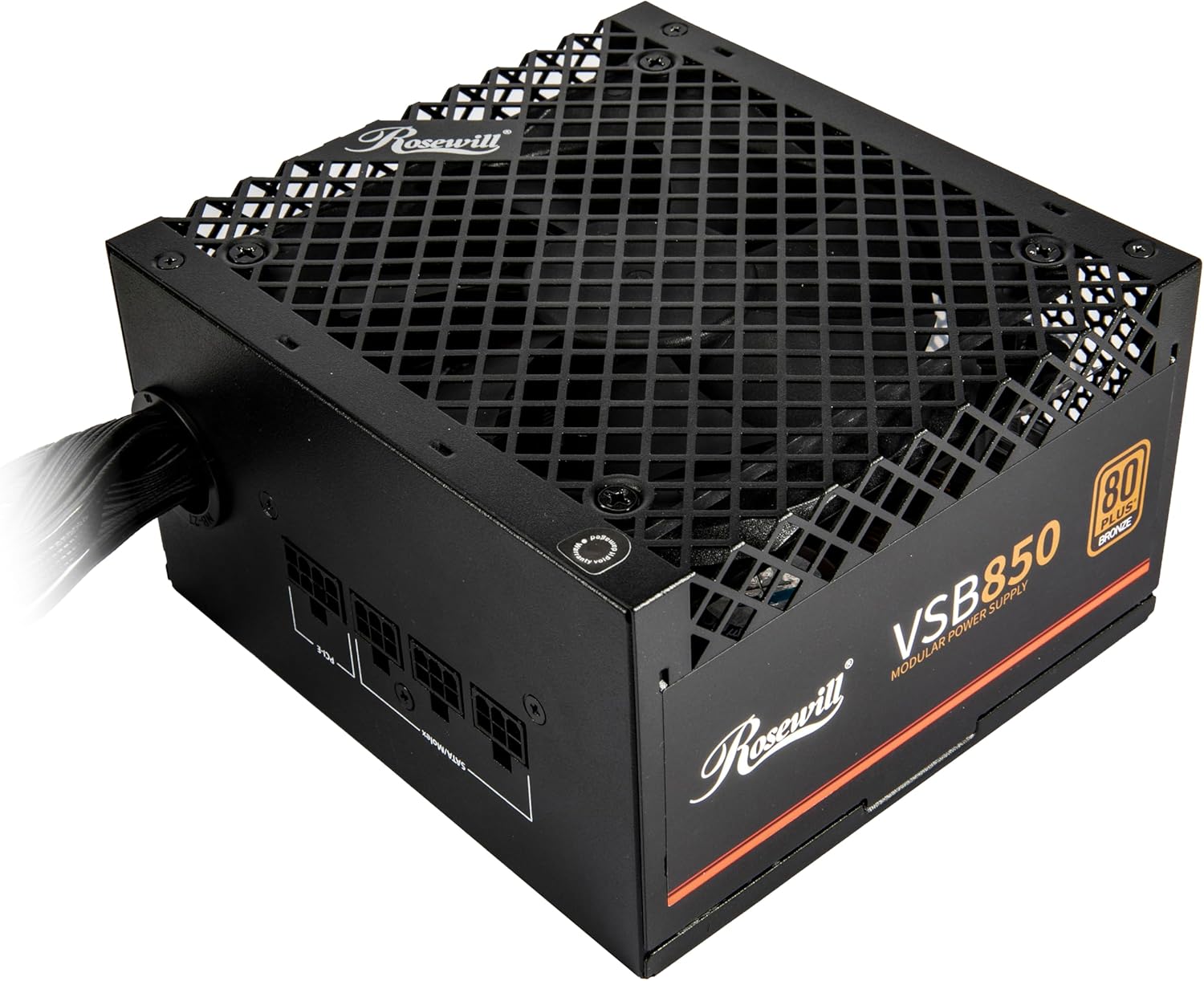  Fuente de alimentación semimodularRosewill VSB 850W 80+ Bronce, compatible con ATX 3.0 y 3.1,, conector PCIe 5.1 de 12V-2x6, condensador japonés de 105°C/221°F, ventilador silencioso ICB de 120 mm