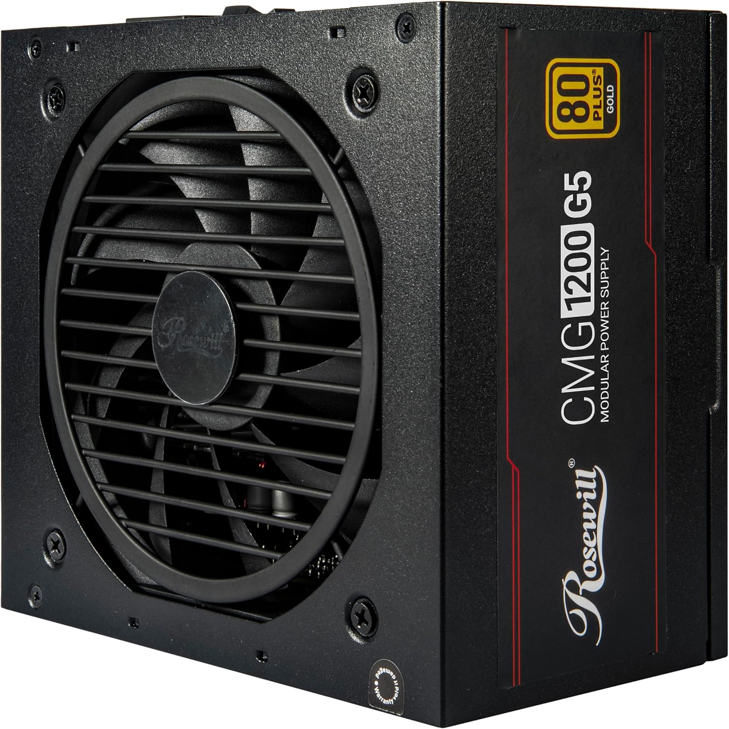Rosewill CMG5 1200W, compatible con ATX 3.0 y 3.1, fuente de alimentación modular completa 80+ Gold, conector PCIe 5.0 600W 12V-2x6, condensadores electrolíticos 100% japoneses, ventiladores FDB de 4.724 in - CMG1200G5