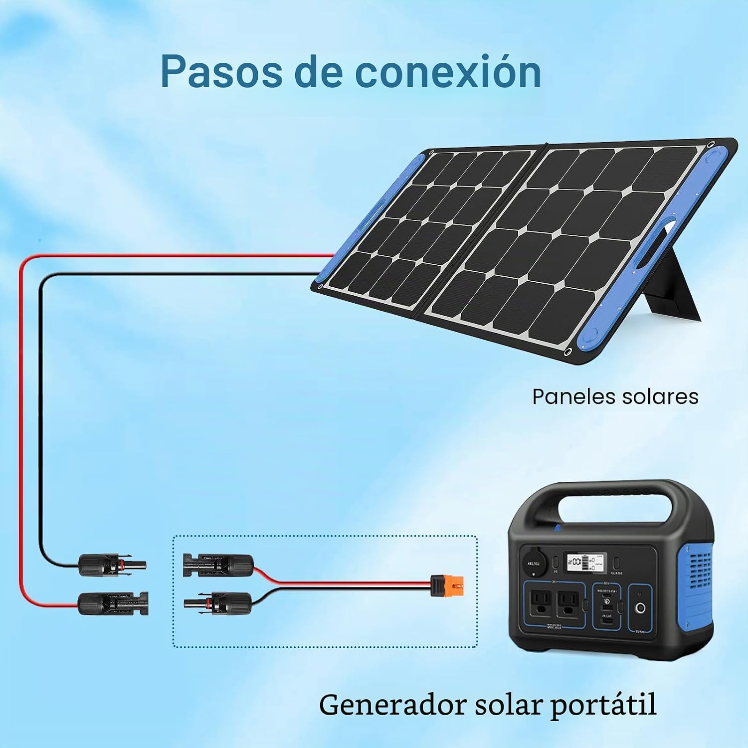 Cable solar a XT60i 10AWG de 30 pies de panel solar a XT60i adaptador conector XT60i Cable de extensión para generador solar portátil de central eléctrica