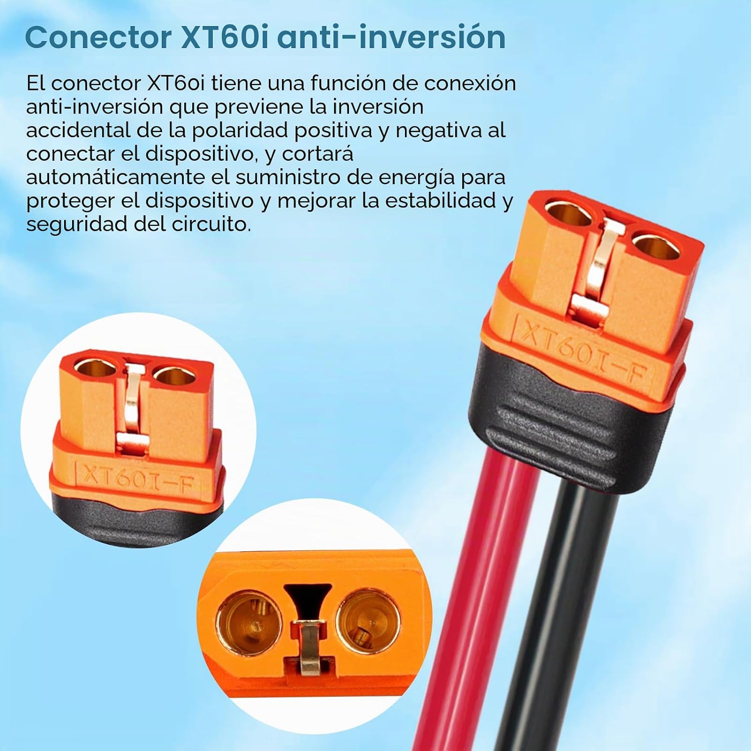Cable solar a XT60i 10AWG de 30 pies de panel solar a XT60i adaptador conector XT60i Cable de extensión para generador solar portátil de central eléctrica