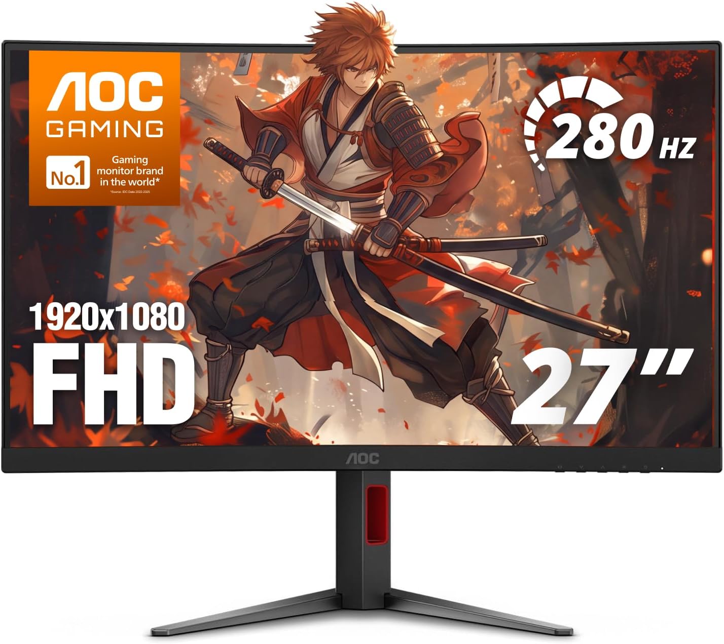 AOC Monitor curvo FHD 280Hz VA 0.3ms HDR, C27G4ZH para juegos de 27