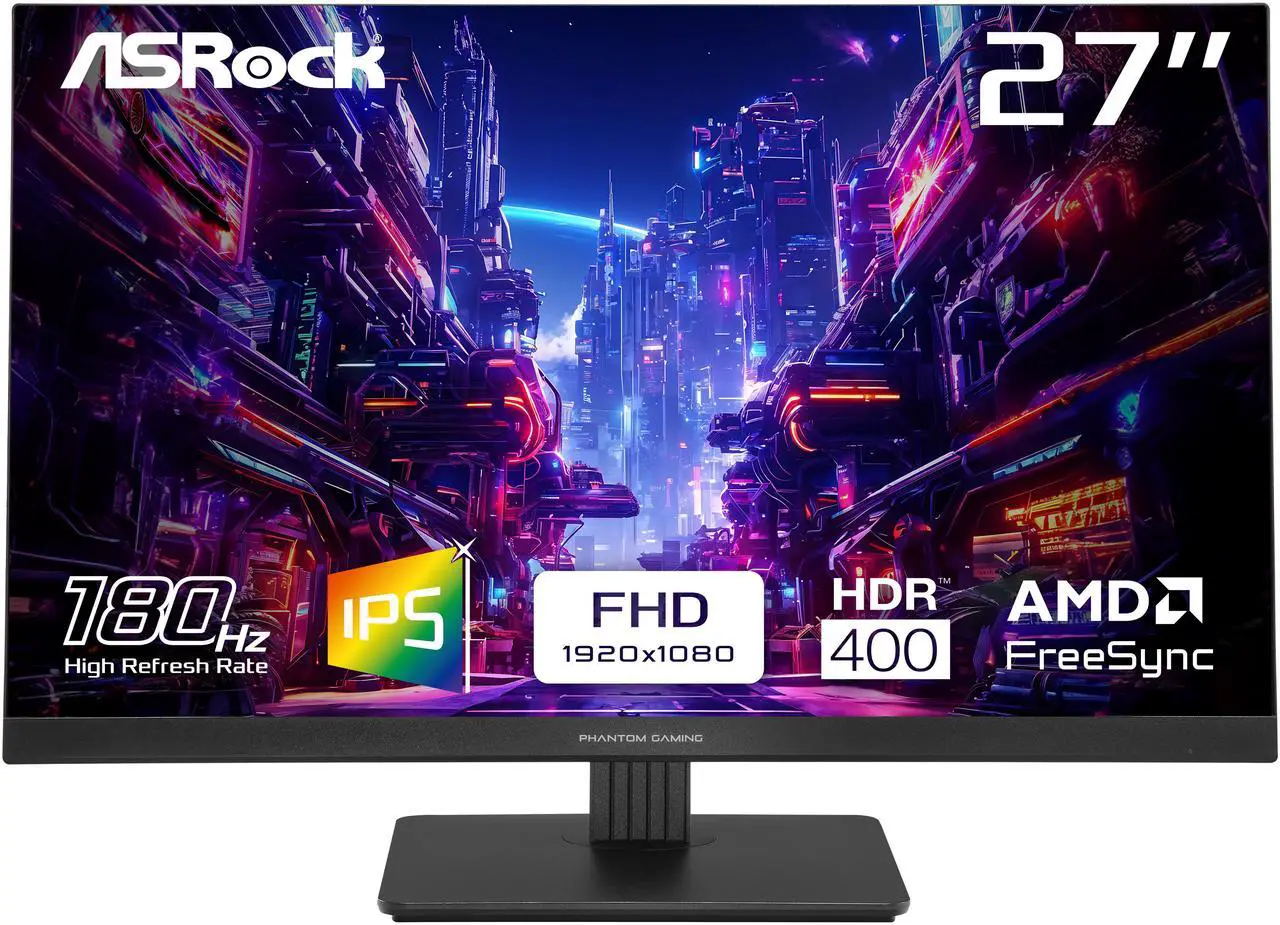 ASROCK Ecran 27" Phantom Gaming PG27FFT1B Full HD 180Hz (Negro)