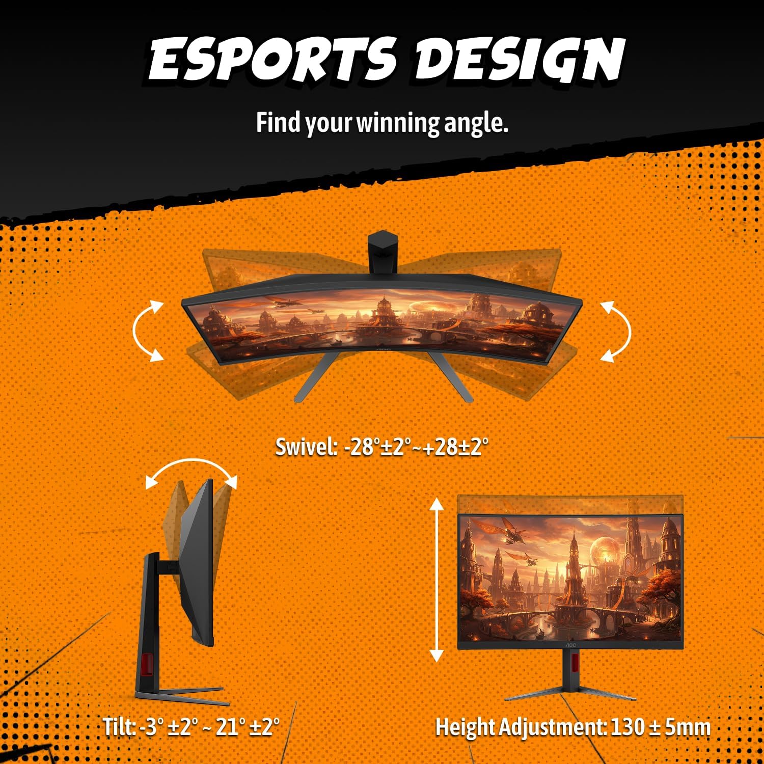 AOC Monitor curvo FHD 280Hz VA 0.3ms HDR, C27G4ZH para juegos de 27