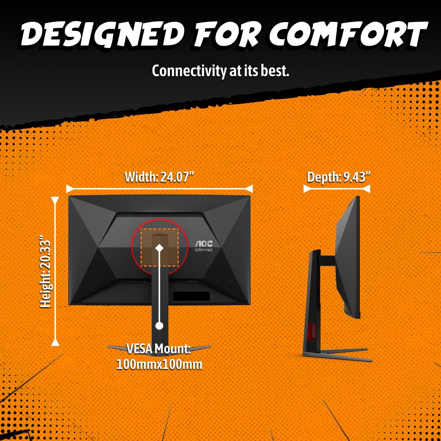 AOC Monitor curvo FHD 280Hz VA 0.3ms HDR, C27G4ZH para juegos de 27