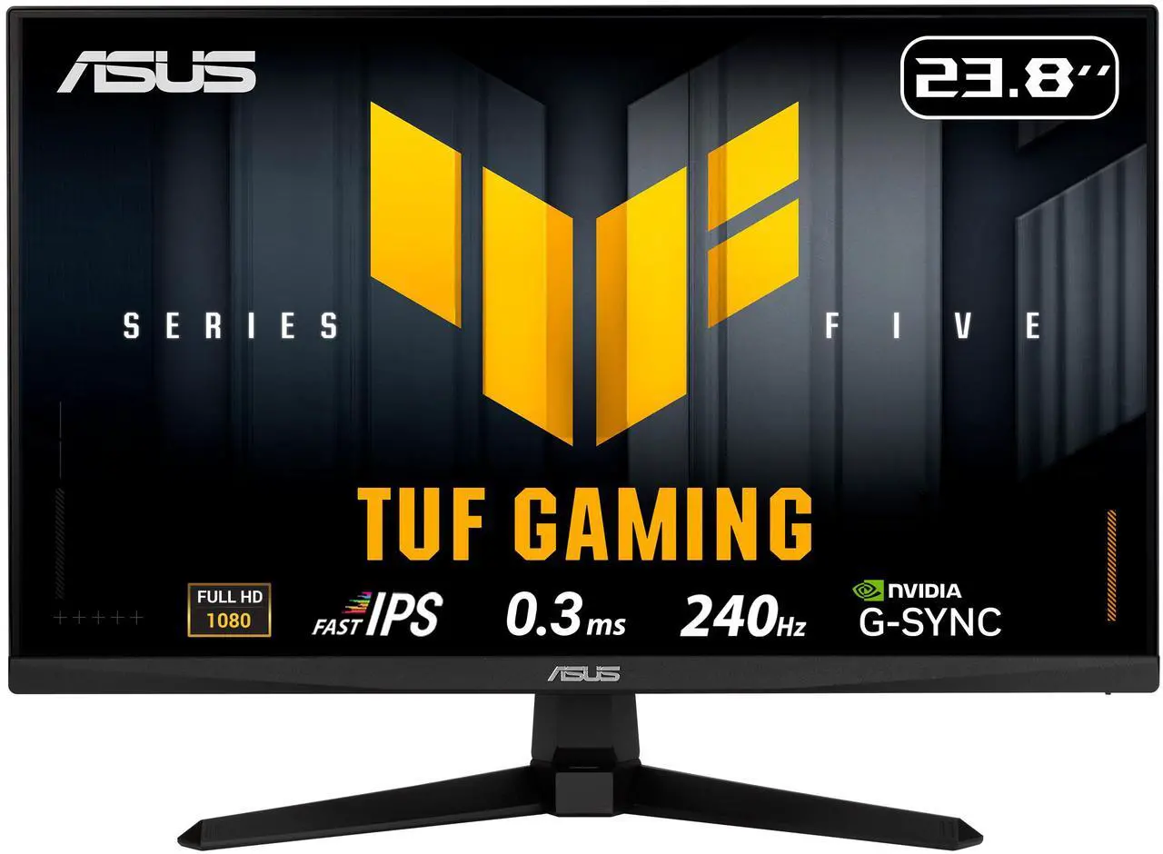 Monitor gaming ASUS TUF Gaming de 24 pulgadas (23,8" visibles), Full HD 1080p, 240 Hz, IPS rápido, compatible con AMD FreeSync Premium y G-Sync, 0,3 ms (VG249QM5A)