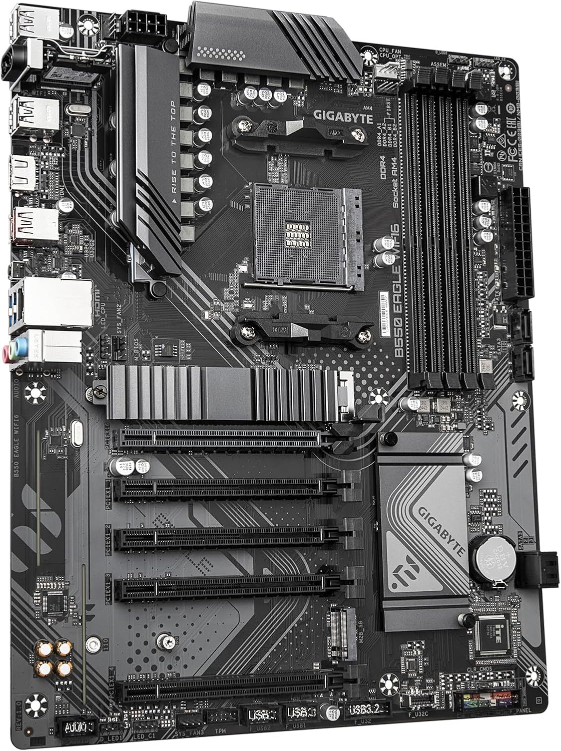 GIGABYTE B550 Eagle WIFI6 Placa Base, Soporta Procesadores AMD AM4 Ryzen 5000, ATX, DDR4, 2X M.2, PCIe 4.0, WIFI6, 1GbE LAN, EZ-Latch
