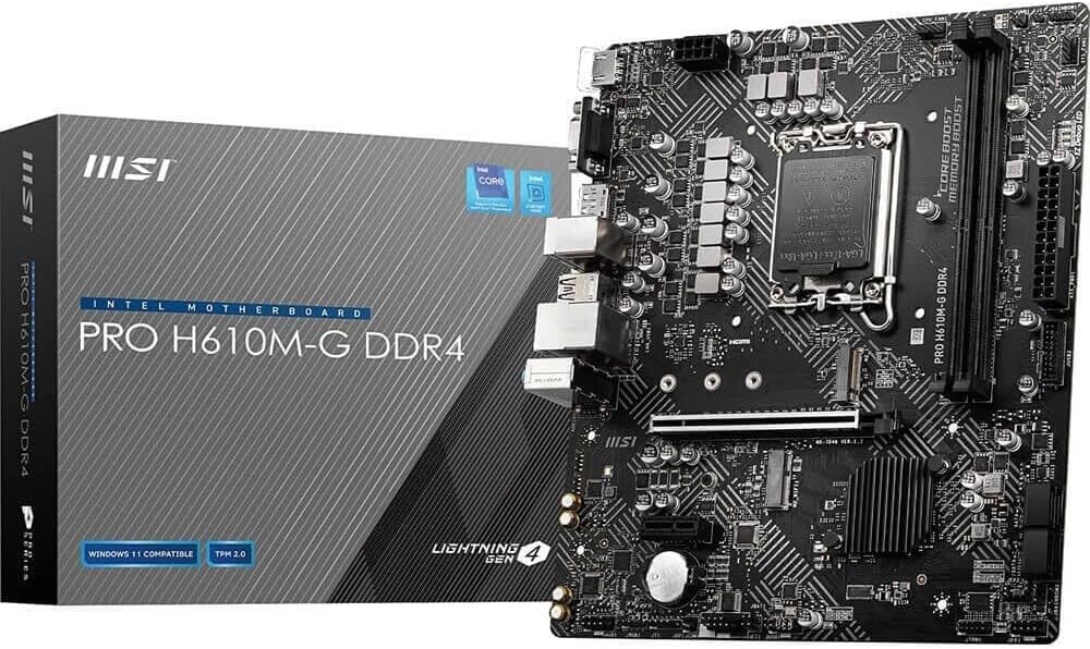 MSI - Placa base PRO H610M-G DDR4 (12ª/13ª/14ª generación Intel Core, zócalo LGA 1700, DDR4, PCIe 4, SATA 6Gb/s, LAN 1Gbps, ranuras M.2, USB 3.2, mATX)
