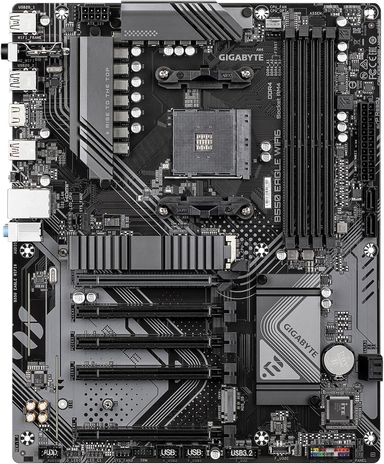 GIGABYTE B550 Eagle WIFI6 Placa Base, Soporta Procesadores AMD AM4 Ryzen 5000, ATX, DDR4, 2X M.2, PCIe 4.0, WIFI6, 1GbE LAN, EZ-Latch