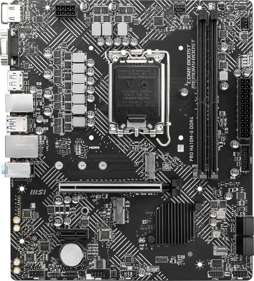 MSI - Placa base PRO H610M-G DDR4 (12ª/13ª/14ª generación Intel Core, zócalo LGA 1700, DDR4, PCIe 4, SATA 6Gb/s, LAN 1Gbps, ranuras M.2, USB 3.2, mATX)