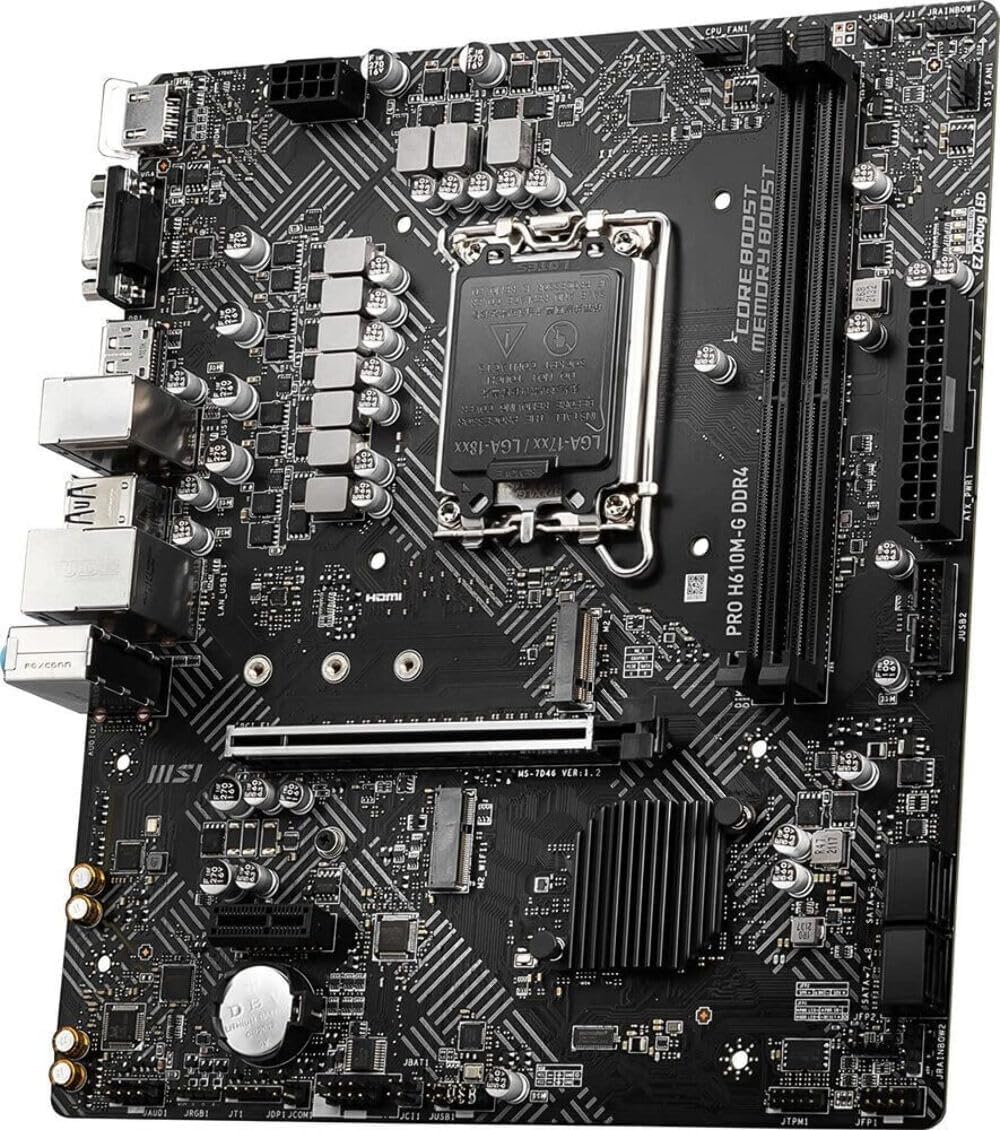 MSI - Placa base PRO H610M-G DDR4 (12ª/13ª/14ª generación Intel Core, zócalo LGA 1700, DDR4, PCIe 4, SATA 6Gb/s, LAN 1Gbps, ranuras M.2, USB 3.2, mATX)