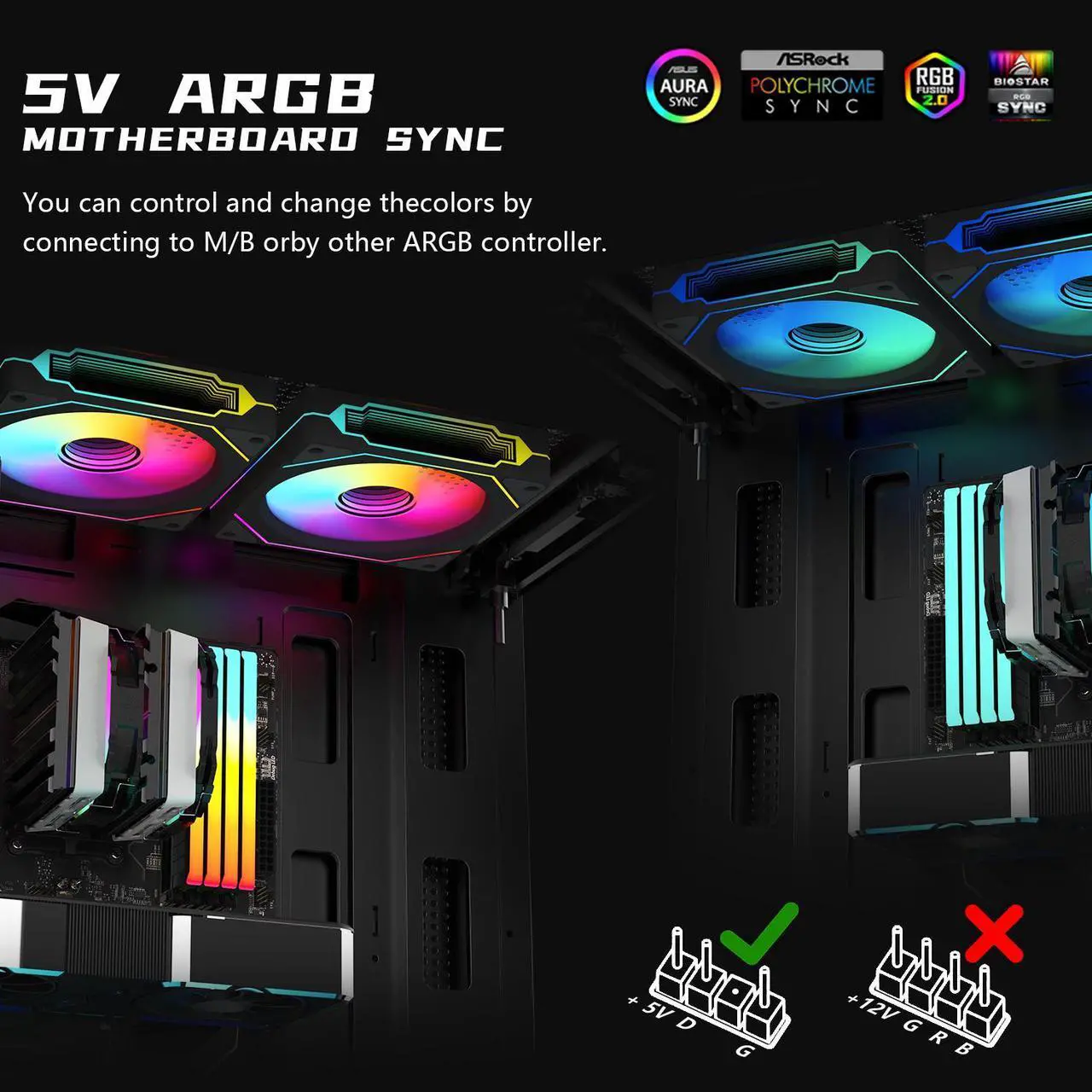 Ventiladores RGB: paquete de 6 ventiladores PWM ARGB de 120 mm para caja con concentrador de ventilador y control remoto, control de velocidad, ventilador con control PWM para caja de computadora y sistema de refrigeración líquida.