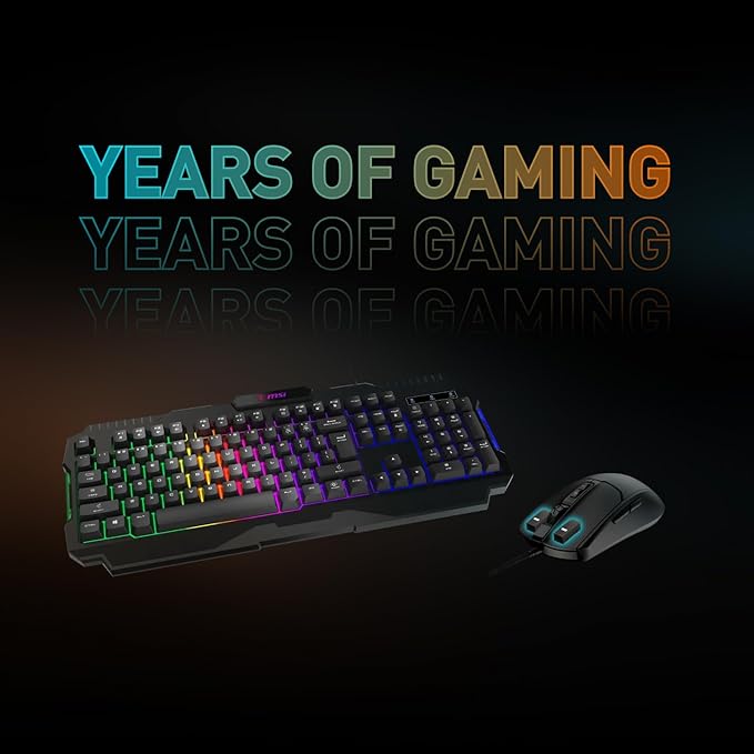 MSI Forge GK100 Combo - Juego de teclado y mouse RGB para juegos, 19 teclas anti-fantasma, sensor óptico de 6400 DPI
