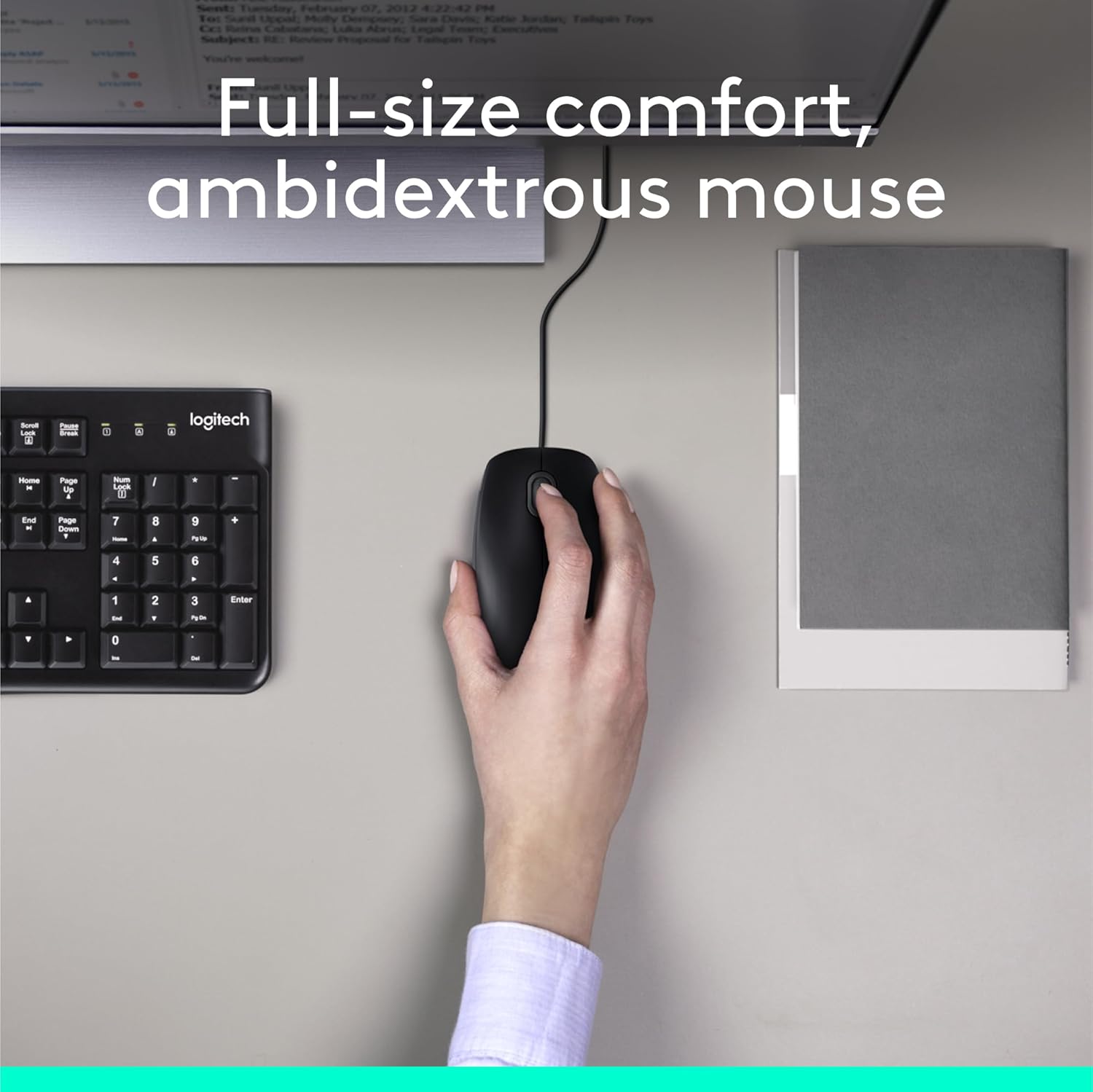 Logitech MK120 Combo de teclado y mouse con cable de tamaño completo