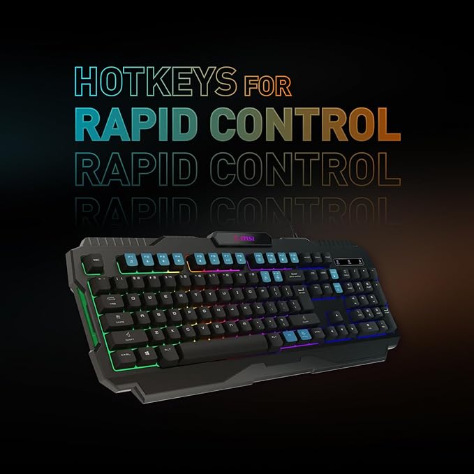 MSI Forge GK100 Combo - Juego de teclado y mouse RGB para juegos, 19 teclas anti-fantasma, sensor óptico de 6400 DPI