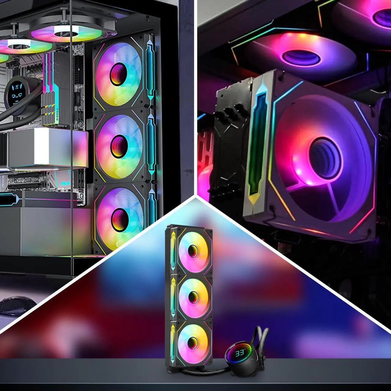 Ventiladores RGB: paquete de 6 ventiladores PWM ARGB de 120 mm para caja con concentrador de ventilador y control remoto, control de velocidad, ventilador con control PWM para caja de computadora y sistema de refrigeración líquida.