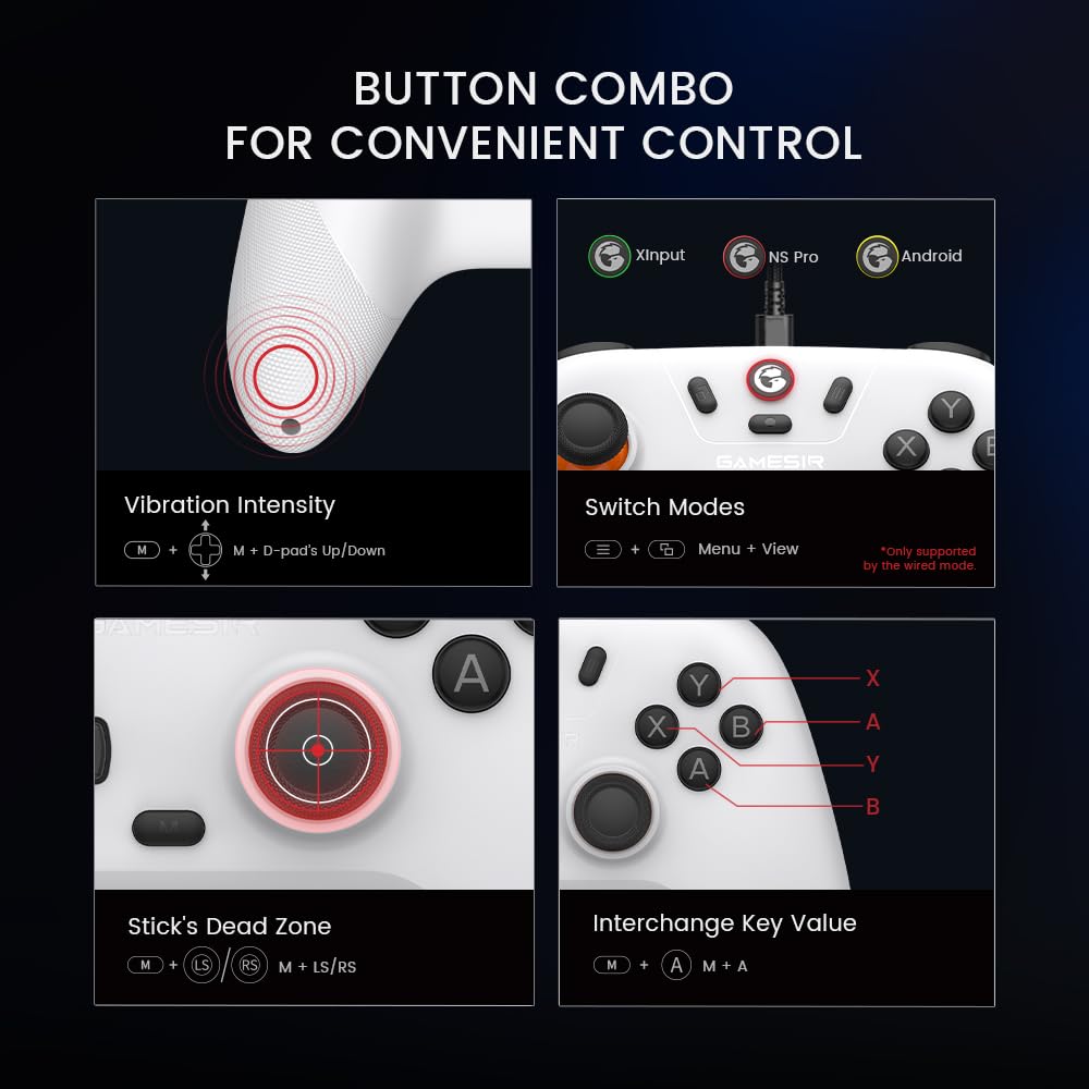 GameSir Nova Lite - Controlador inalámbrico de 0.08 oz para PC con Windows, iPhone, Android, Switch y Steam Deck, controlador Bluetooth Gamepad con disparador de efecto Hall, turbo, vibración de ruido