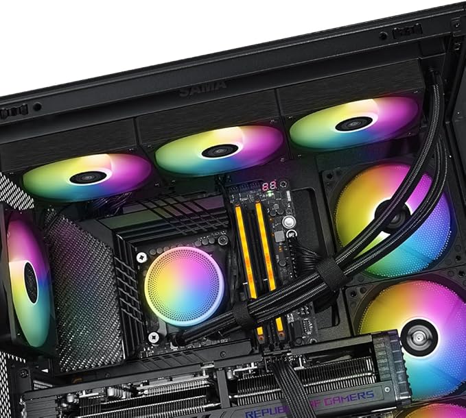 Enfriador de agua SAMA L60 para CPU AIO: sistema de refrigeración líquida de 360 ​​mm con ventiladores ARGB silenciosos PWM de 4 pines y 2000 RPM, compatible con Intel LGA 1366/115X/2011/1200/1700/1851 y AMD AM4/AM5, color negro.