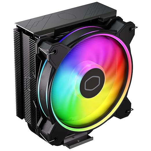 Cooler Master Hyper 212 Halo - Enfriador de aire negro para CPU, ventilador PWM de 120 Halo², ARGB de doble bucle, cubierta superior de aluminio, 4 tubos de calor de cobre, 6.063 in de alto, AMD Ryzen AM5|AM4, Intel LGA 1851|1700|1200 soportes Visita la tienda de Cooler Master