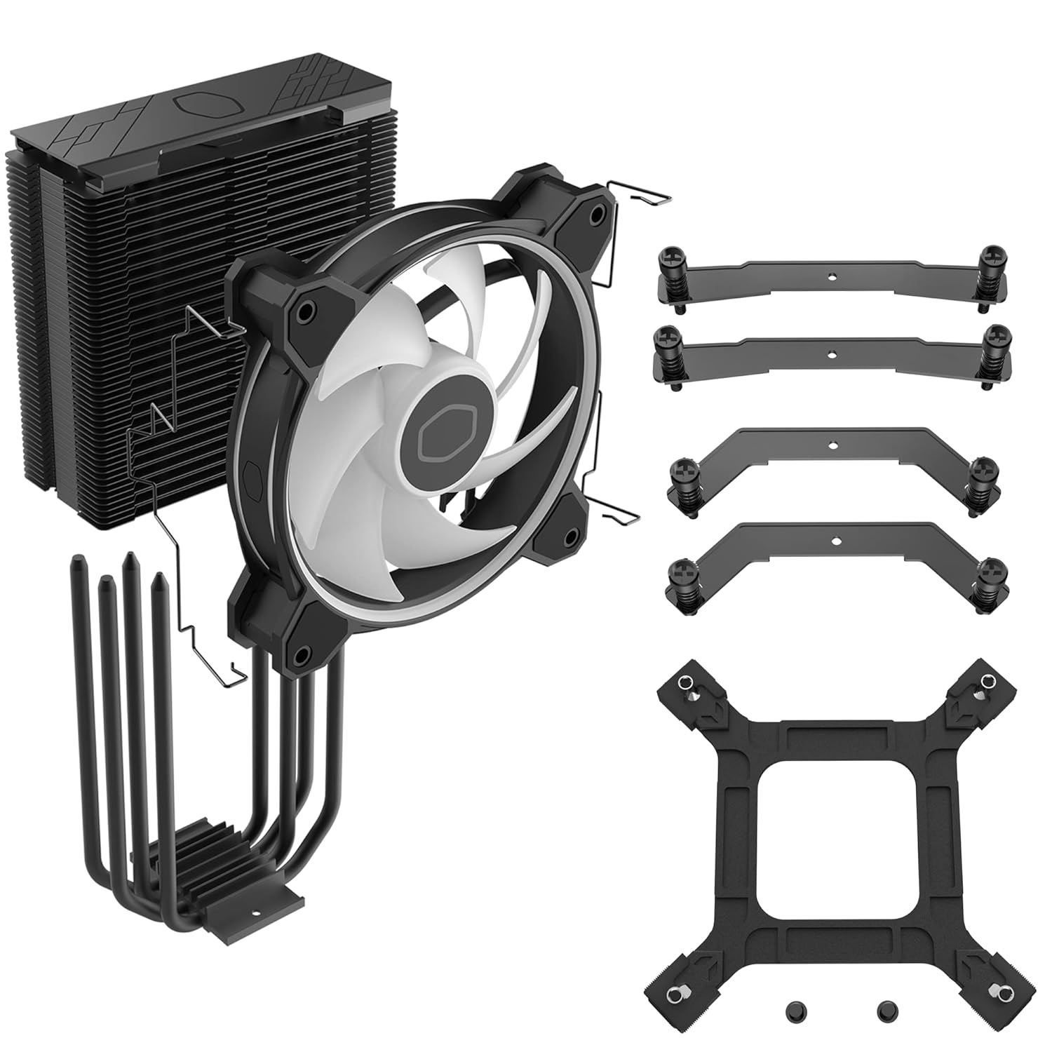 Cooler Master Hyper 212 Halo - Enfriador de aire negro para CPU, ventilador PWM de 120 Halo², ARGB de doble bucle, cubierta superior de aluminio, 4 tubos de calor de cobre, 6.063 in de alto, AMD Ryzen AM5|AM4, Intel LGA 1851|1700|1200 soportes Visita la tienda de Cooler Master