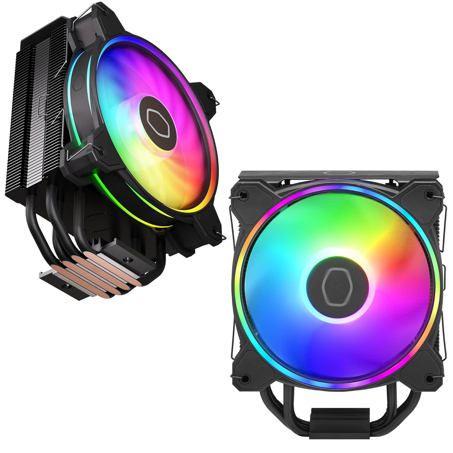 Cooler Master Hyper 212 Halo - Enfriador de aire negro para CPU, ventilador PWM de 120 Halo², ARGB de doble bucle, cubierta superior de aluminio, 4 tubos de calor de cobre, 6.063 in de alto, AMD Ryzen AM5|AM4, Intel LGA 1851|1700|1200 soportes Visita la tienda de Cooler Master